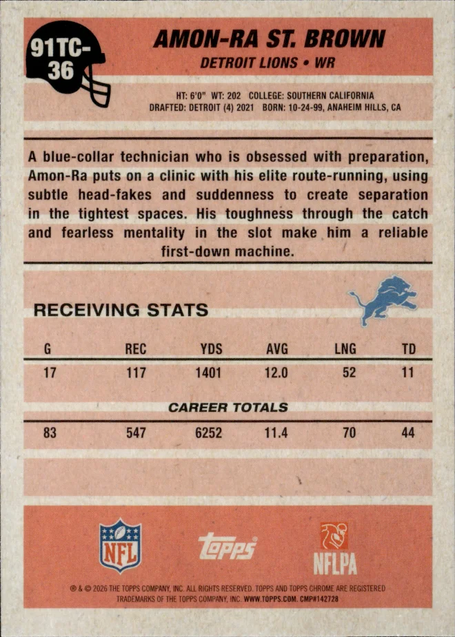 Amon-Ra St. Brown card back