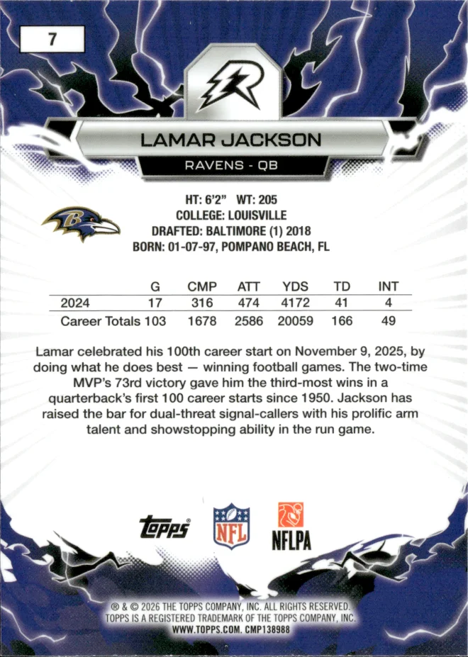 Lamar Jackson card back
