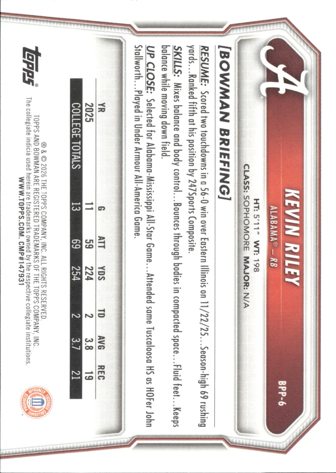 Kevin Riley card back