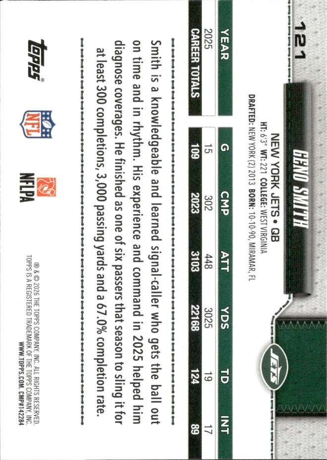 Geno Smith card back