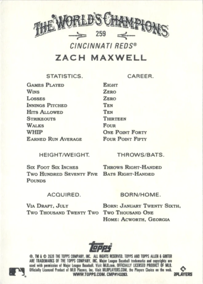 Zach Maxwell card back