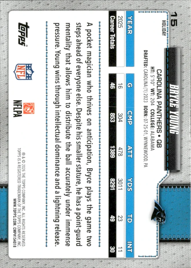 Bryce Young card back