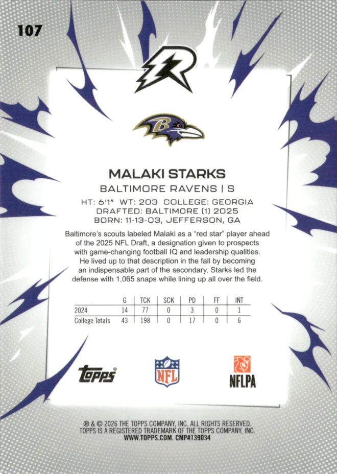 Malaki Starks card back