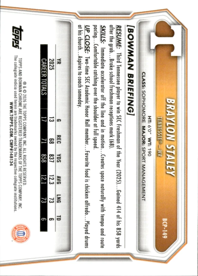 Braylon Staley card back