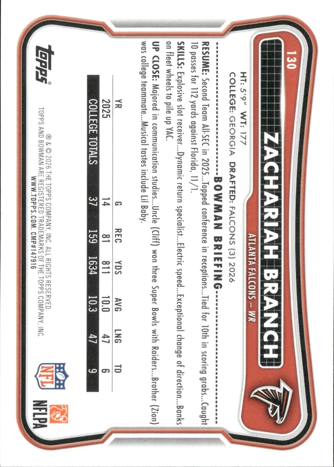 Zachariah Branch card back