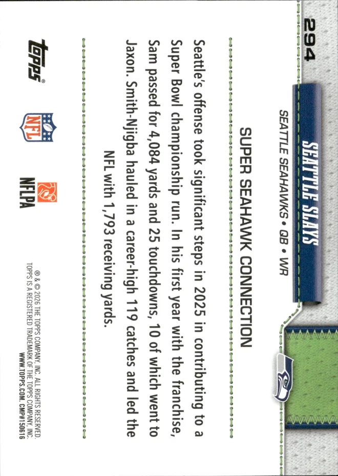 Sam Howell & Jaxon Smith-Njigba card back