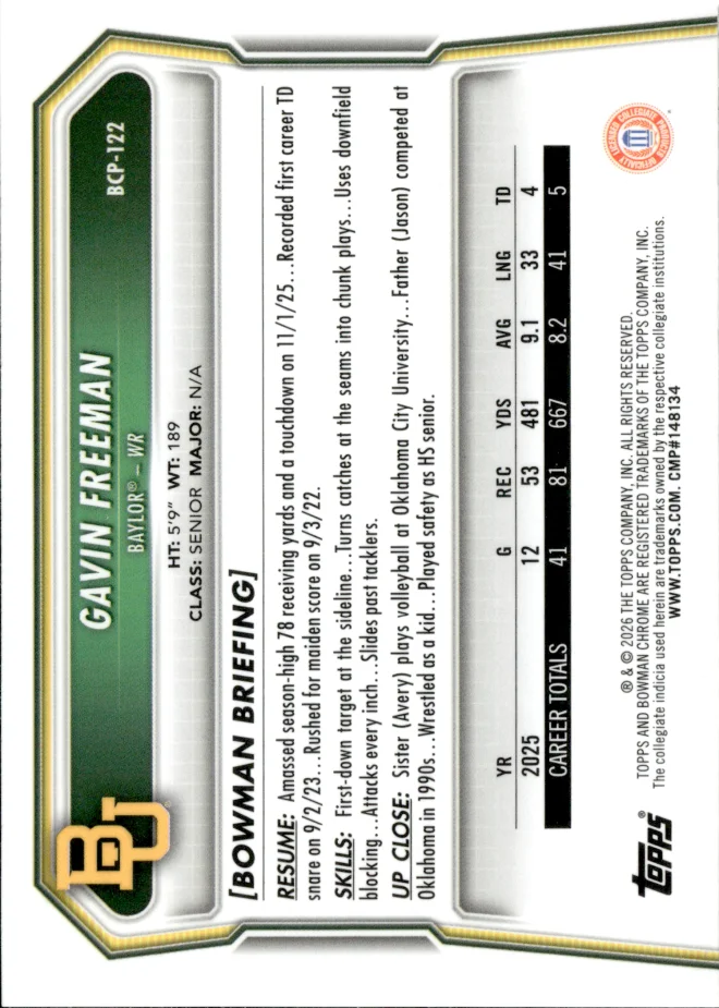 Gavin Freeman card back
