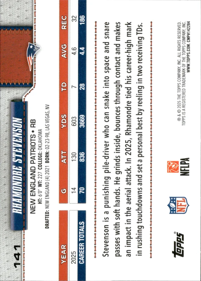 Rhamondre Stevenson card back