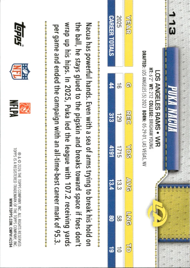Puka Nacua card back