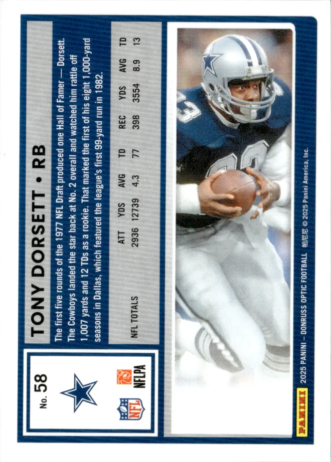 Tony Dorsett card back