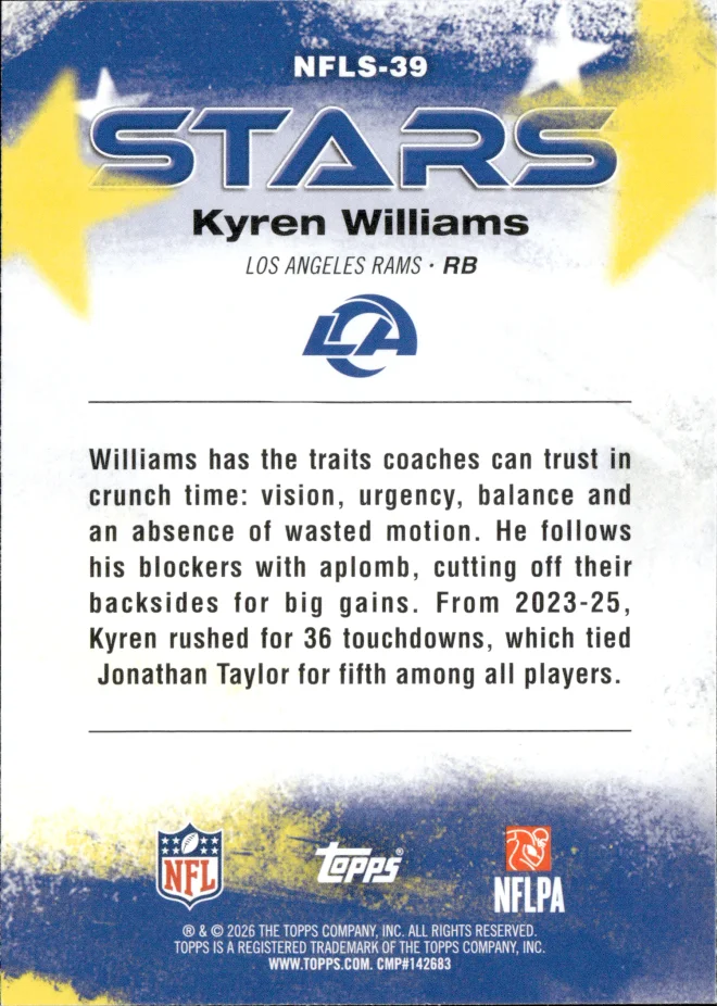 Kyren Williams card back