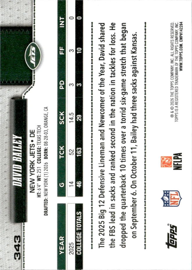David Bailey card back