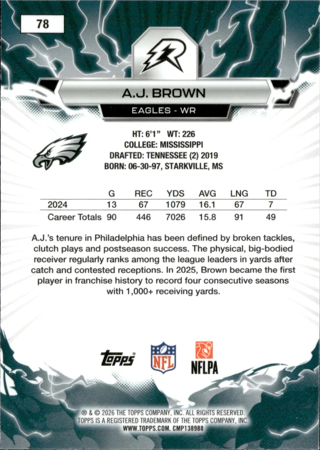 A.J. Brown card back
