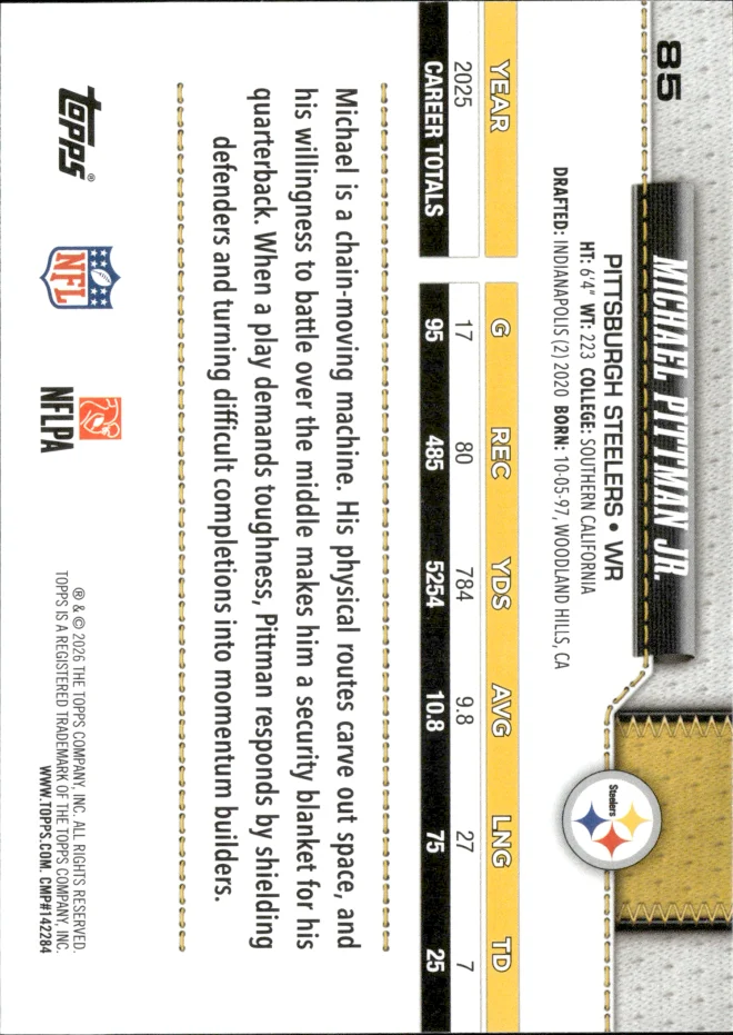Michael Pittman Jr. card back