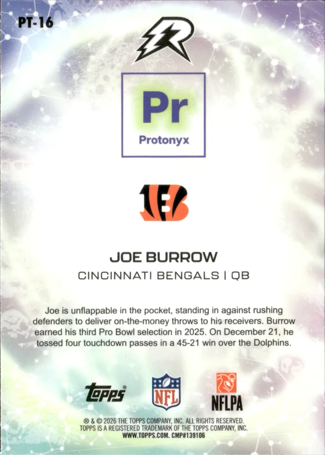Joe Burrow card back