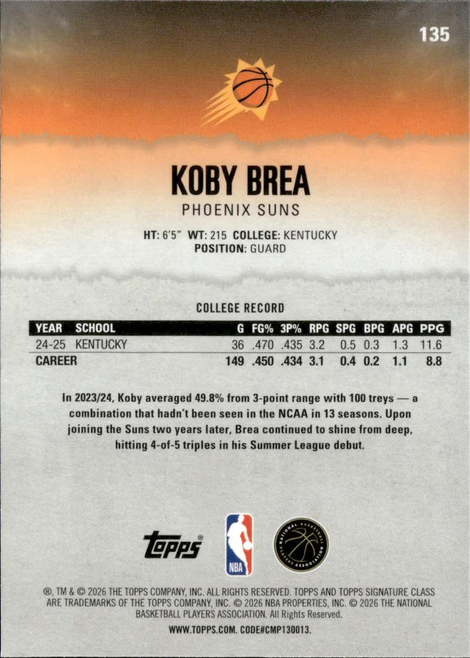 Koby Brea card back
