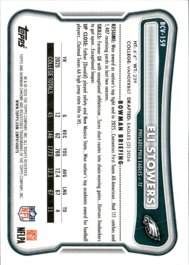 Eli Stowers card back