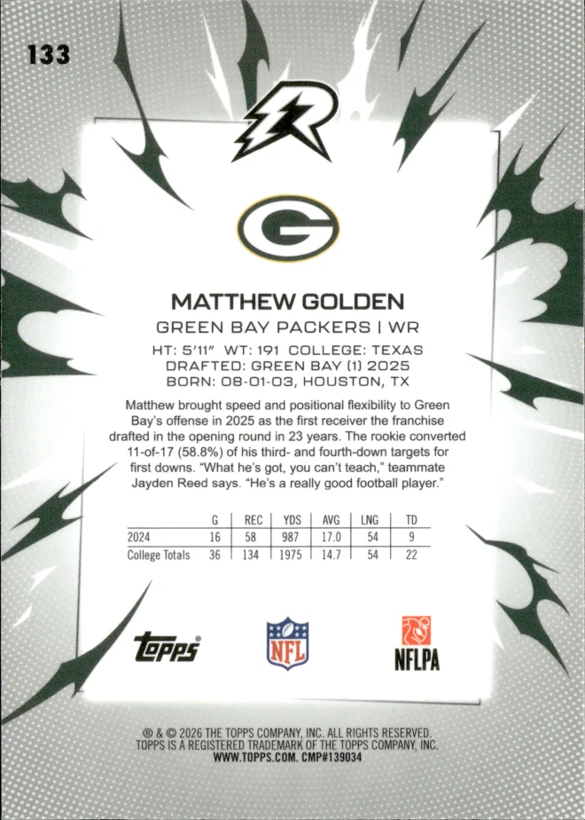 Matthew Golden card back