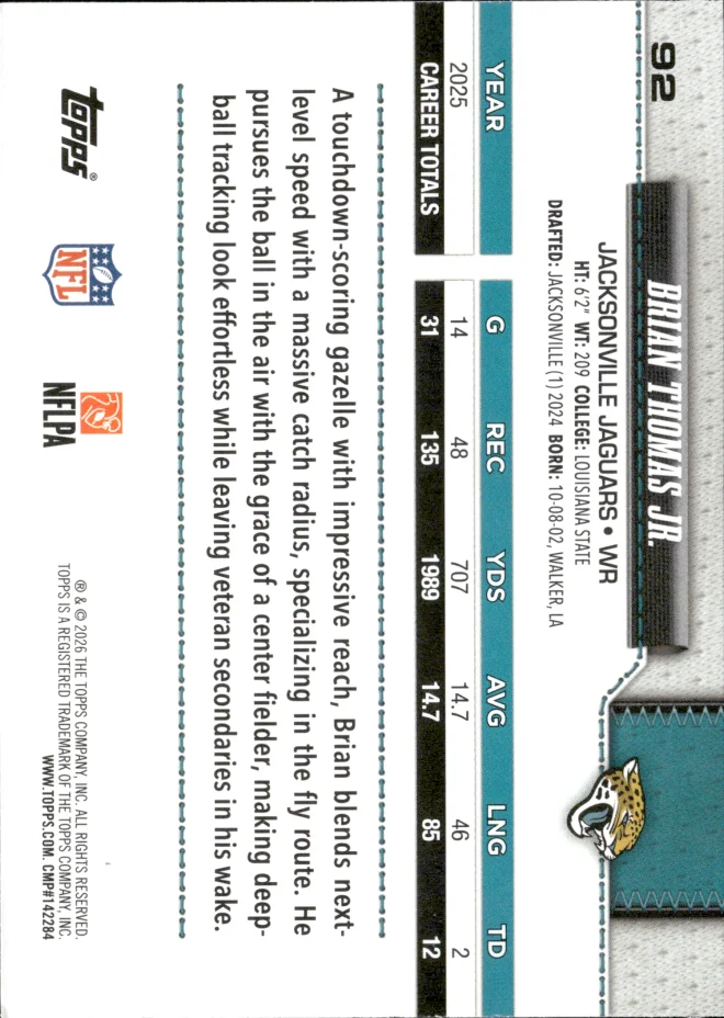 Brian Thomas Jr. card back