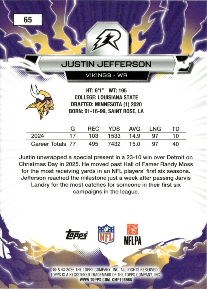 Justin Jefferson card back