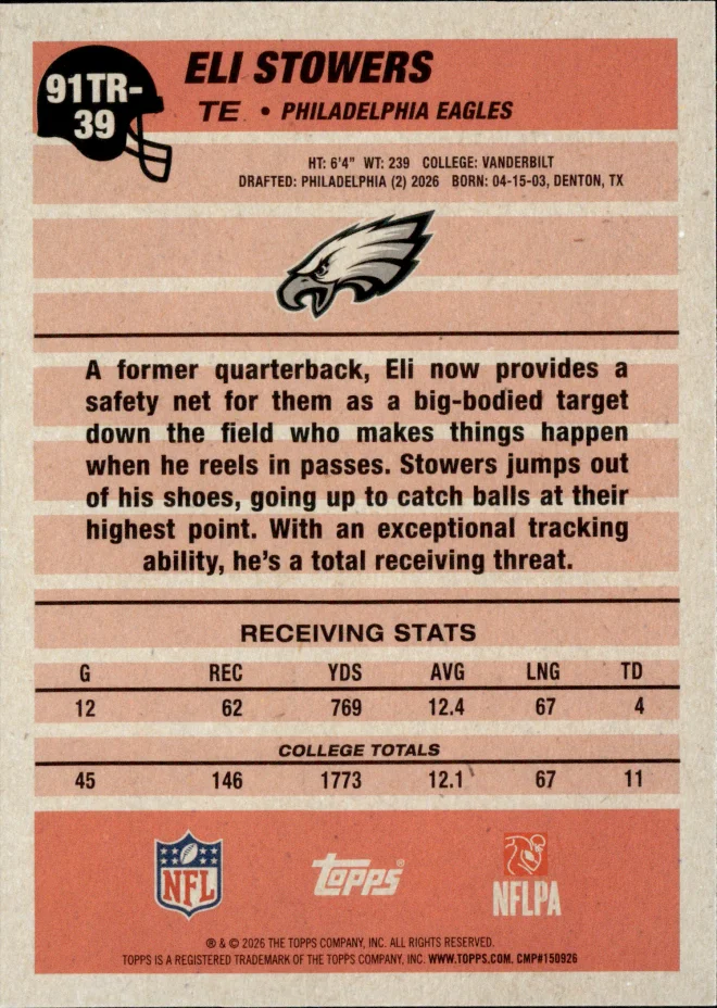 Eli Stowers card back