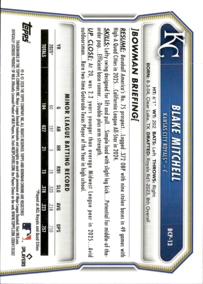 Blake Mitchell card back