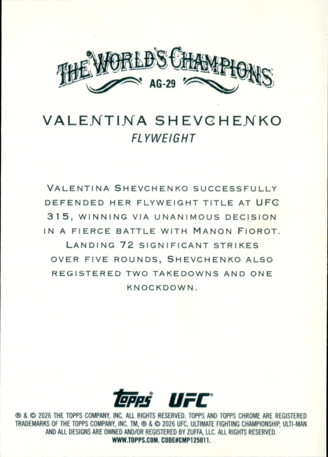 Valentina Shevchenko card back