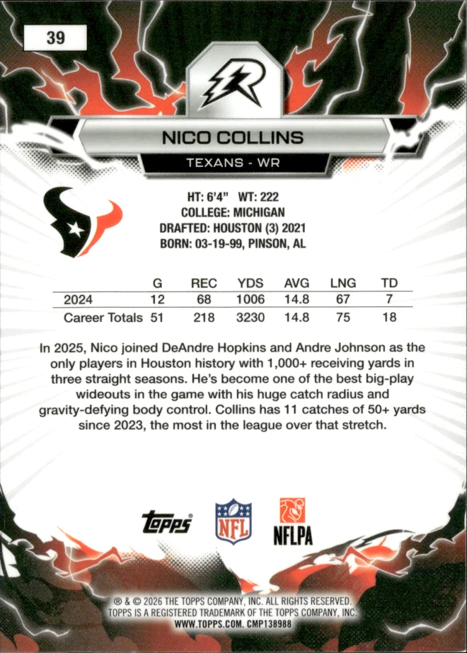 Nico Collins card back