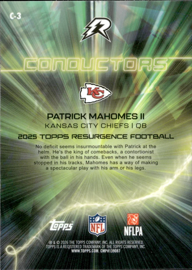 Patrick Mahomes II card back