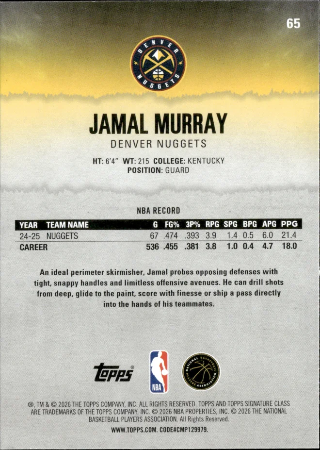 Jamal Murray card back