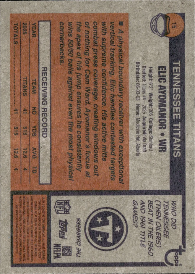 Elic Ayomanor card back