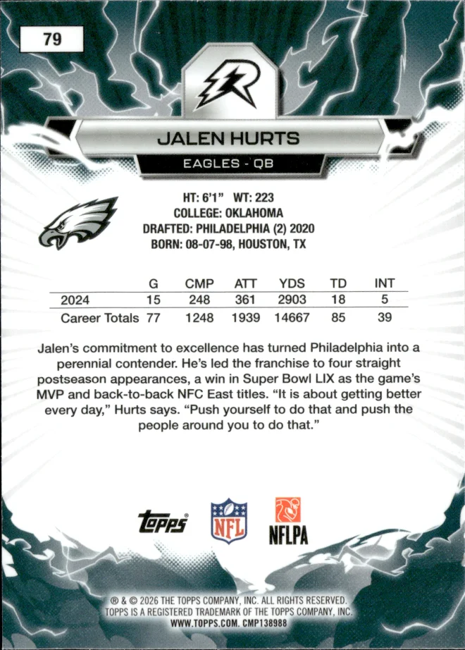 Jalen Hurts card back