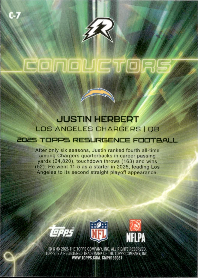 Justin Herbert card back