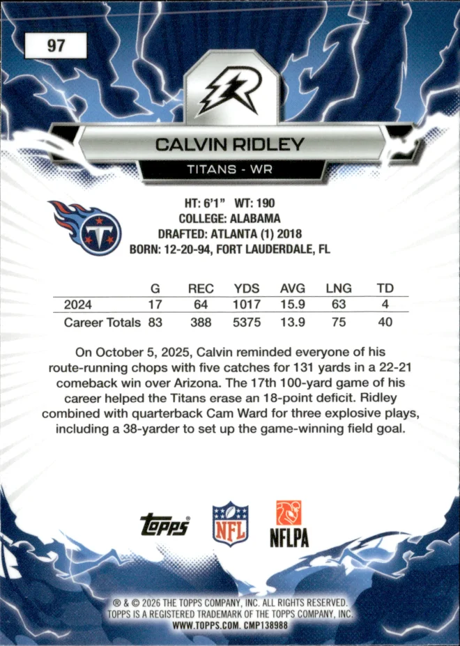 Calvin Ridley card back
