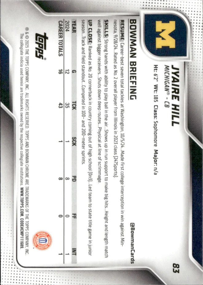 Jyaire Hill card back