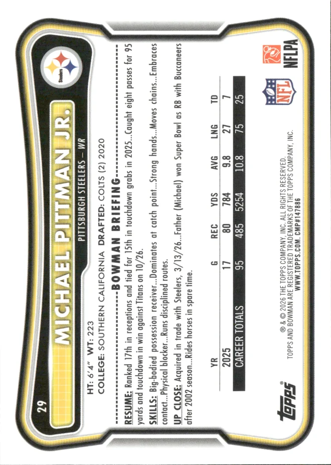 Michael Pittman Jr. card back