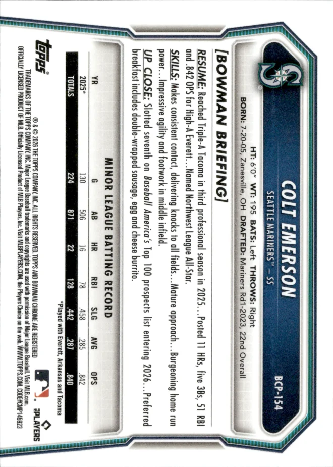 Colt Emerson card back
