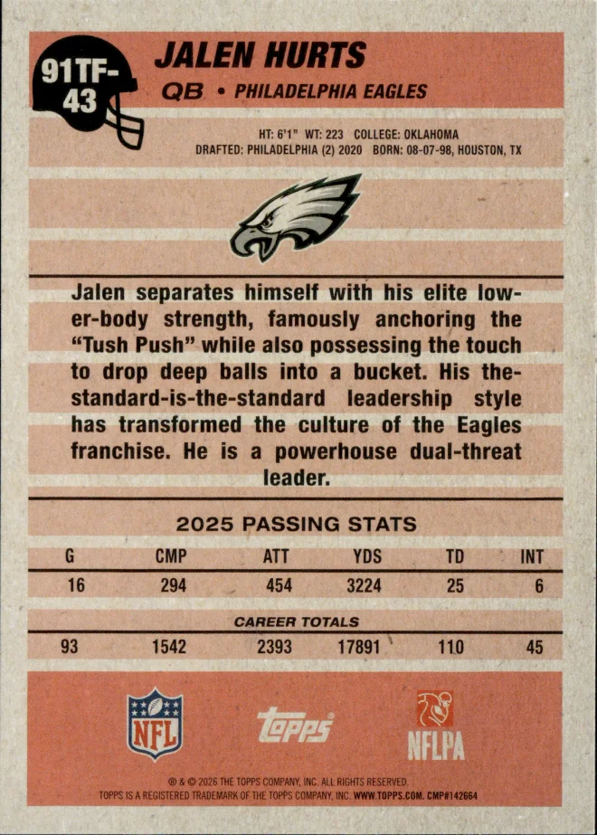 Jalen Hurts card back