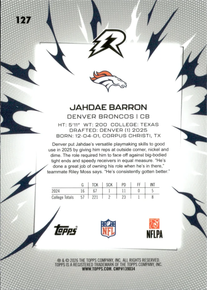 Jahdae Barron card back