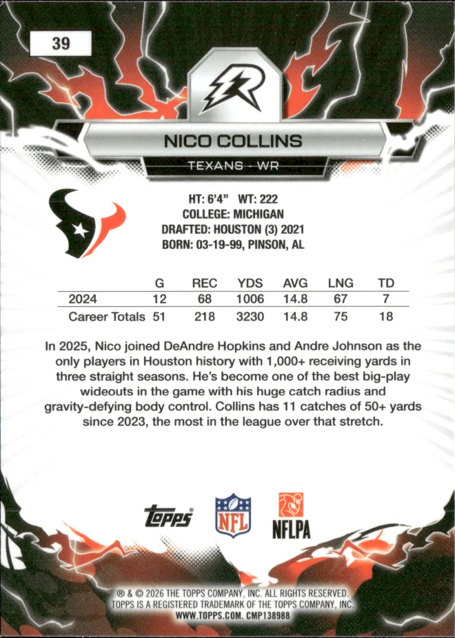 Nico Collins card back