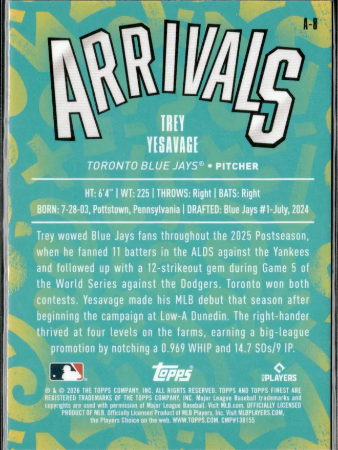 Trey Yesavage card back