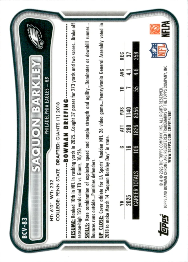 Saquon Barkley card back