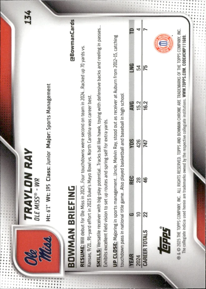 Traylon Ray card back