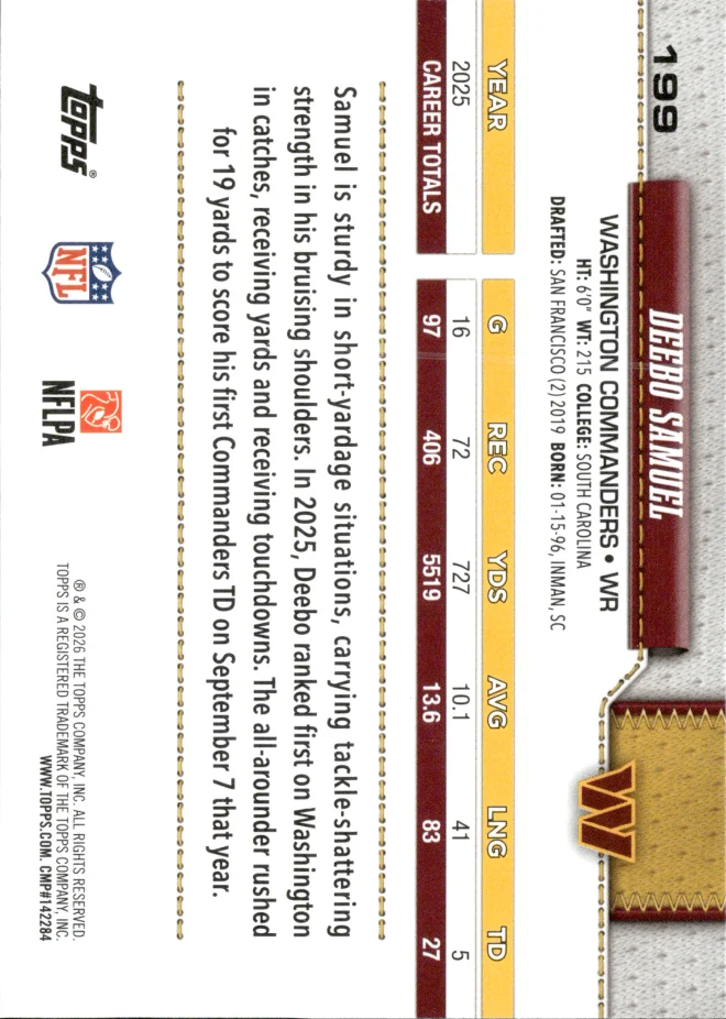 Deebo Samuel card back