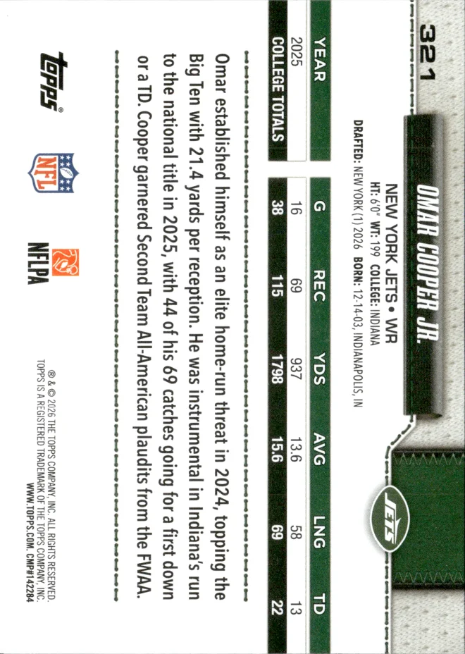 Omar Cooper Jr. card back