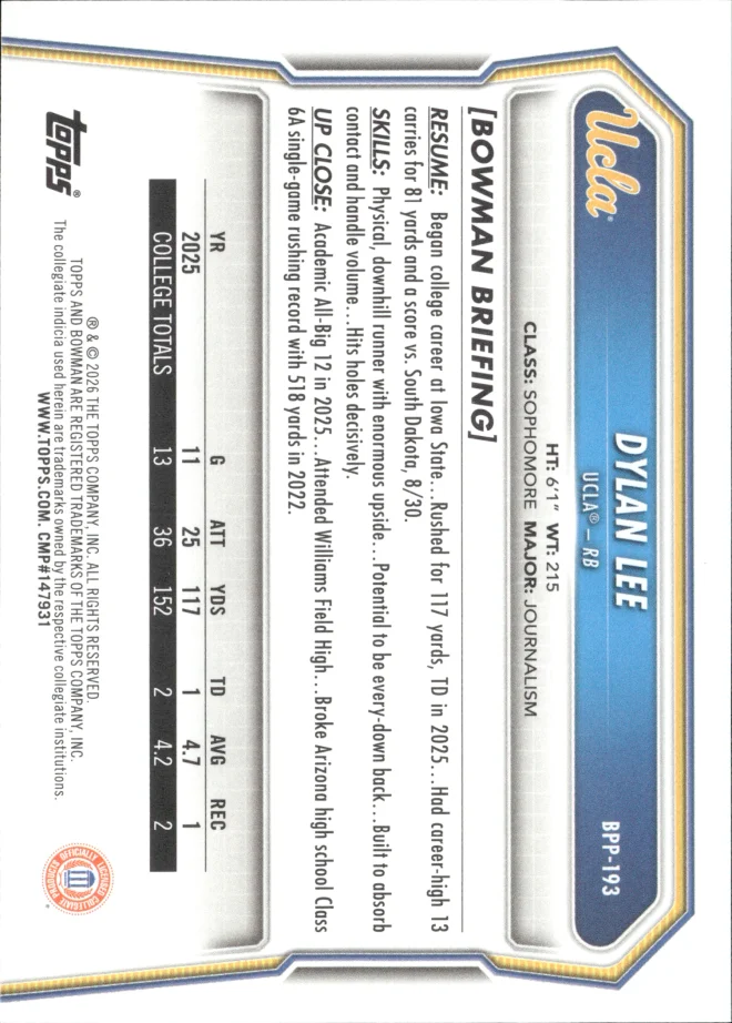 Dylan Lee card back