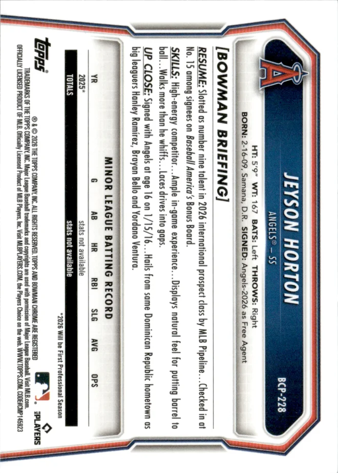 Jeyson Horton card back