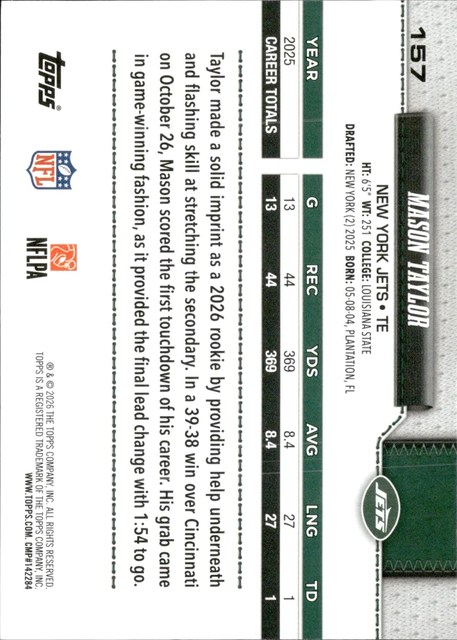 Mason Taylor card back