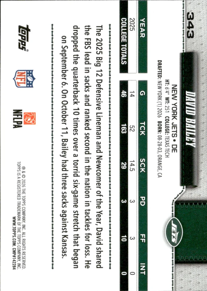 David Bailey card back