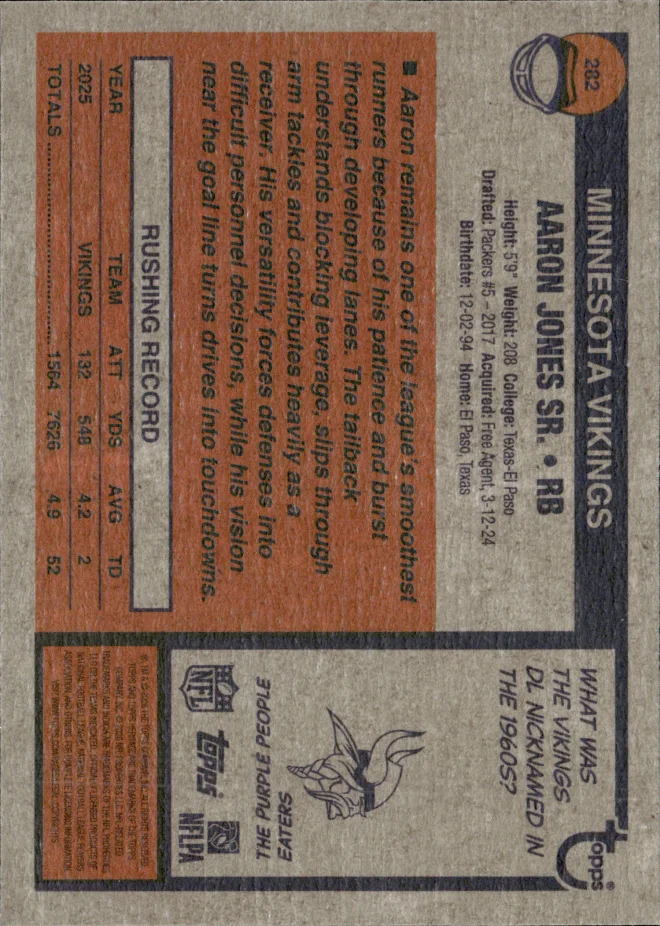 Aaron Jones Sr. card back